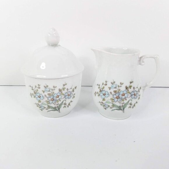 Vintage Schumann Arzberg Bavaria Porcelain Sugar Bowl Creamer Set Floral Design - Picture 6 of 6